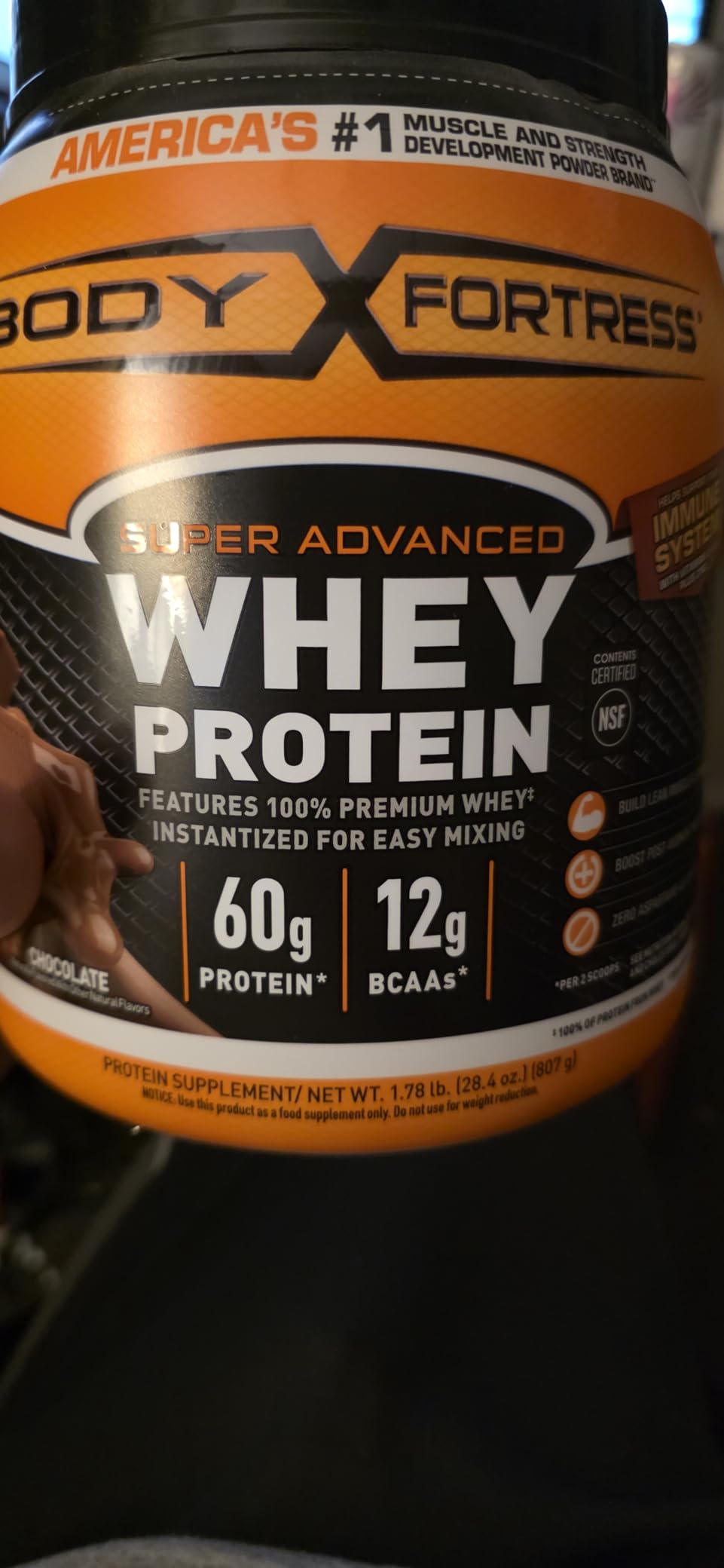 Body Fortress Super Advanced Whey Protein, Chocolate, 1.78 lbs customer photo 2