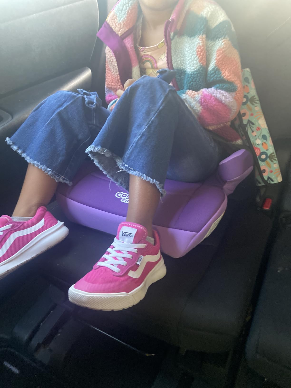Cosco Topside Backless Booster Car Seat, Lightweight Booster Seats for Cars 40-100 lbs, Backless Booster Seat for Car, Rainbow customer photo 2