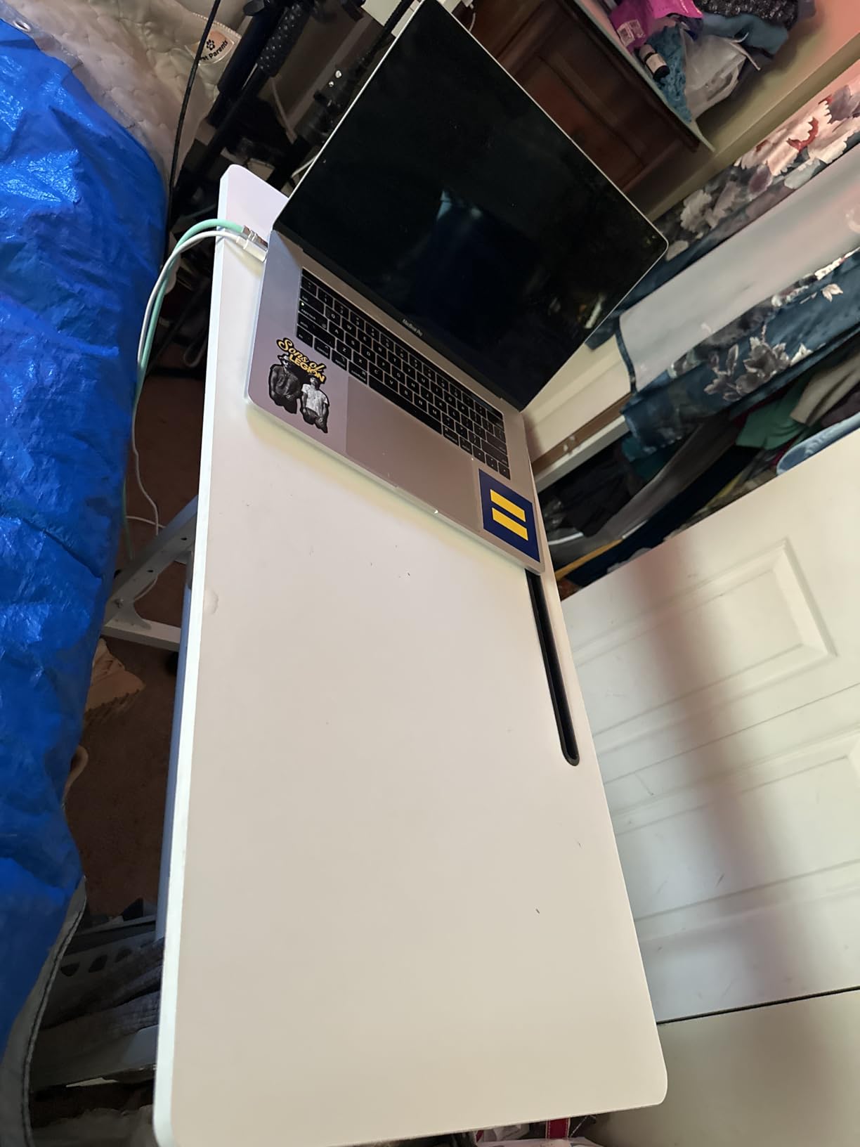 KLSMYHOKI Standing Desk Adjustable Height, Mobile Stand Up Desk with Wheels customer photo 2