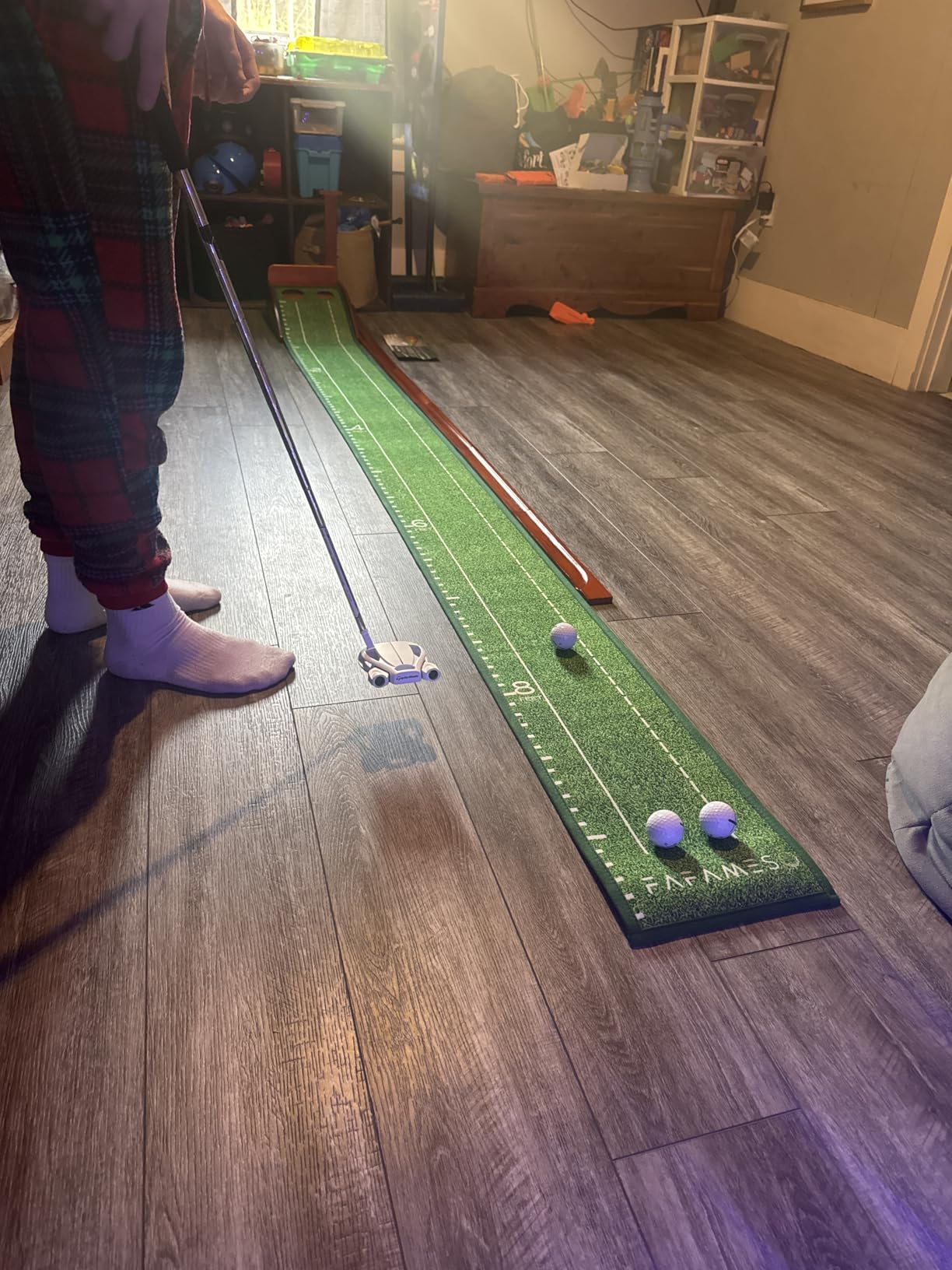 Golf Putting Mat, Putting Green Indoor with Ball Return - Golf Gifts for Men Christmas, Golf Training Aid for Home Office, Portable Putting Training Mat for Men customer photo 1
