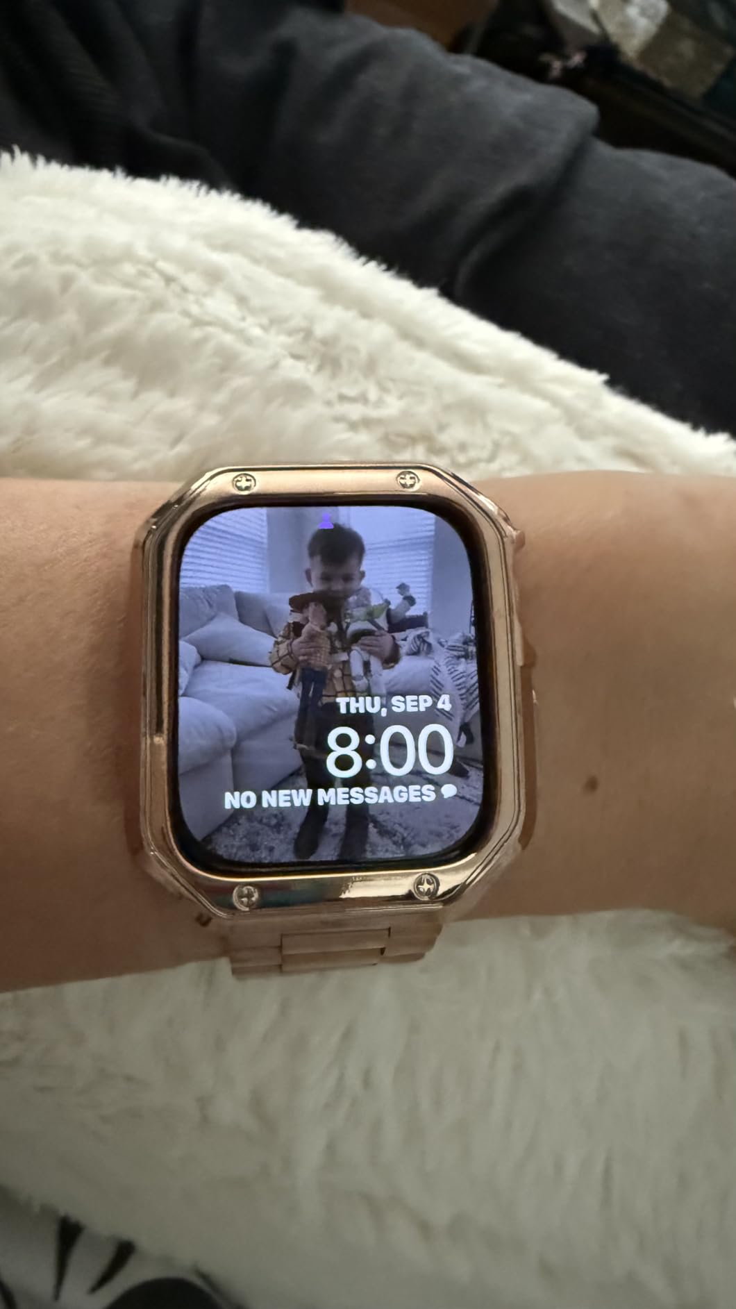 Apple Watch Series 10 [GPS 46mm case] Smartwatch with Rose Gold Aluminum Case with Plum Sport Loop. Fitness Tracker, ECG App, Always-On Retina Display, Carbon Neutral customer photo 2