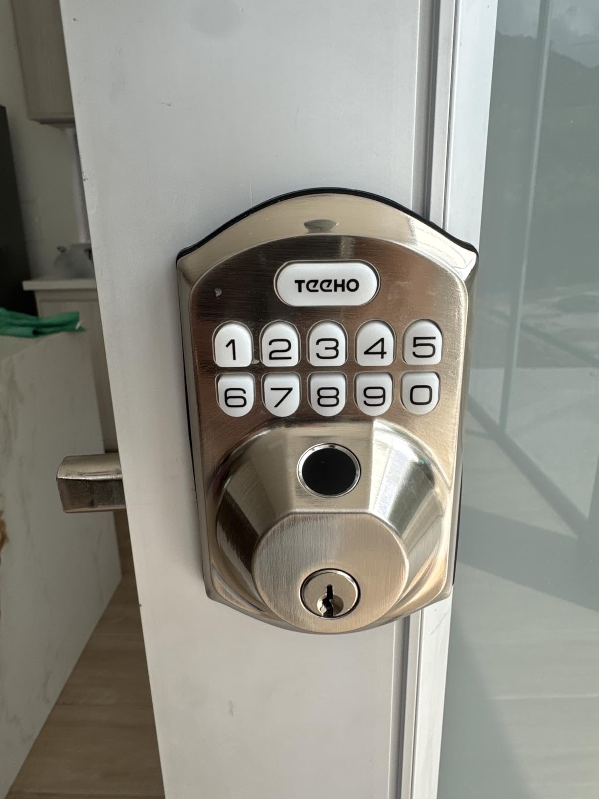 TEEHO TE012W WiFi Fingerprint Smart Door Lock for Front Door, Satin Nickle customer photo 2