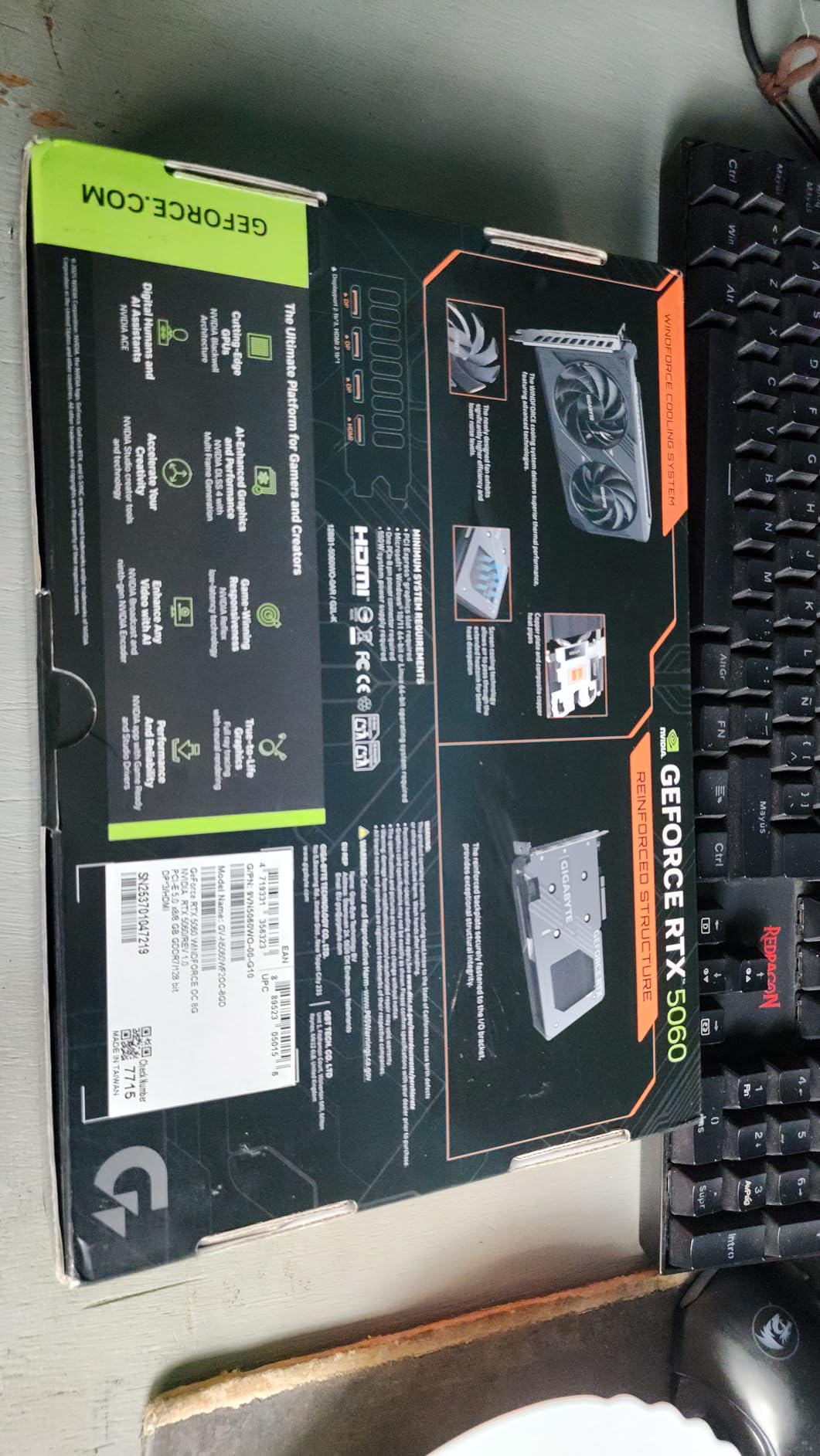 GIGABYTE GeForce RTX 5060 WINDFORCE OC 8G Graphics Card, Cooling System, 8GB 128-bit GDDR7, PCIe 5.0, Manufactured by NVIDIA, DisplayPort & HDMI - Video Output Interface, GV-N5060WF2OC-8GD Video Card customer photo 1