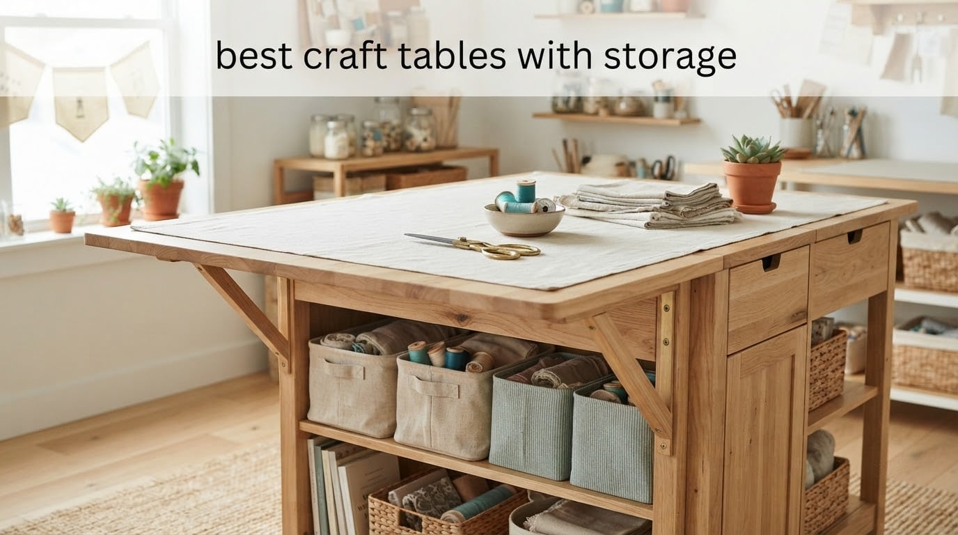 best craft tables with storage